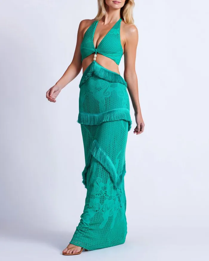 Ready To Wear Halterneck Maxi Dress PatBO Dresses and Jumpsuits