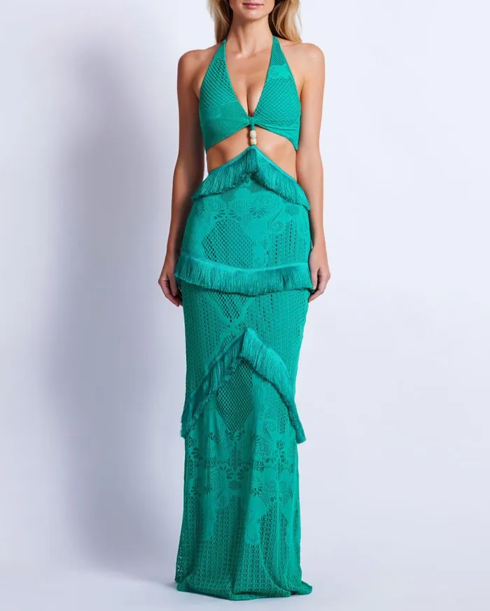 Ready To Wear Halterneck Maxi Dress PatBO Dresses and Jumpsuits