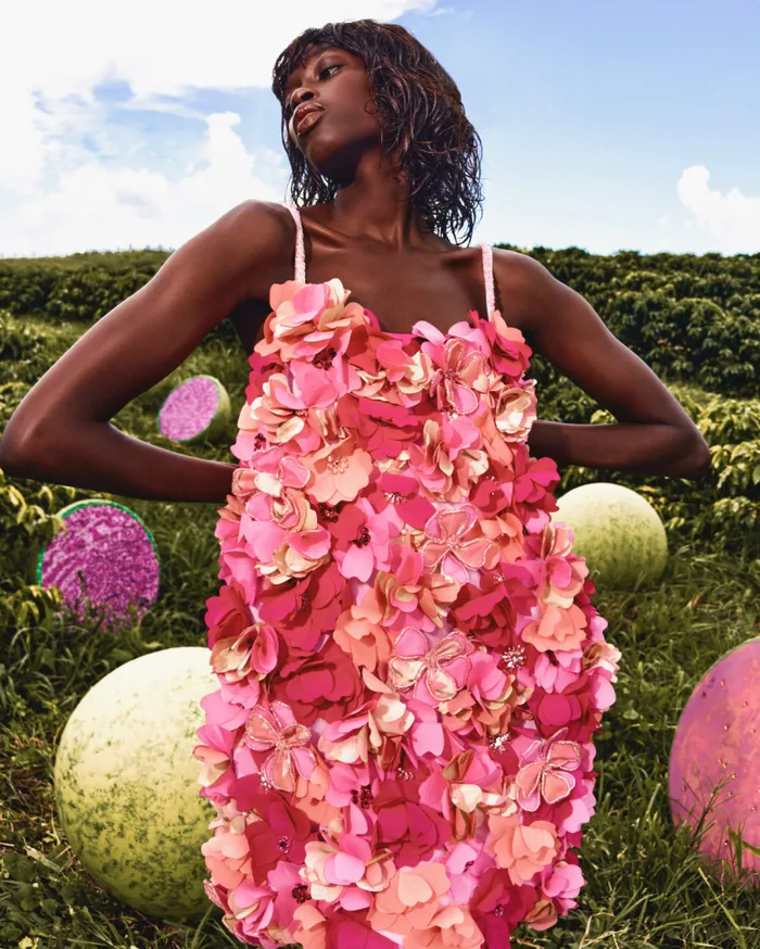 Ready To Wear HandBeaded 3D Flower Mini Dress EXCLUSIVE PatBO Dresses and Jumpsuits