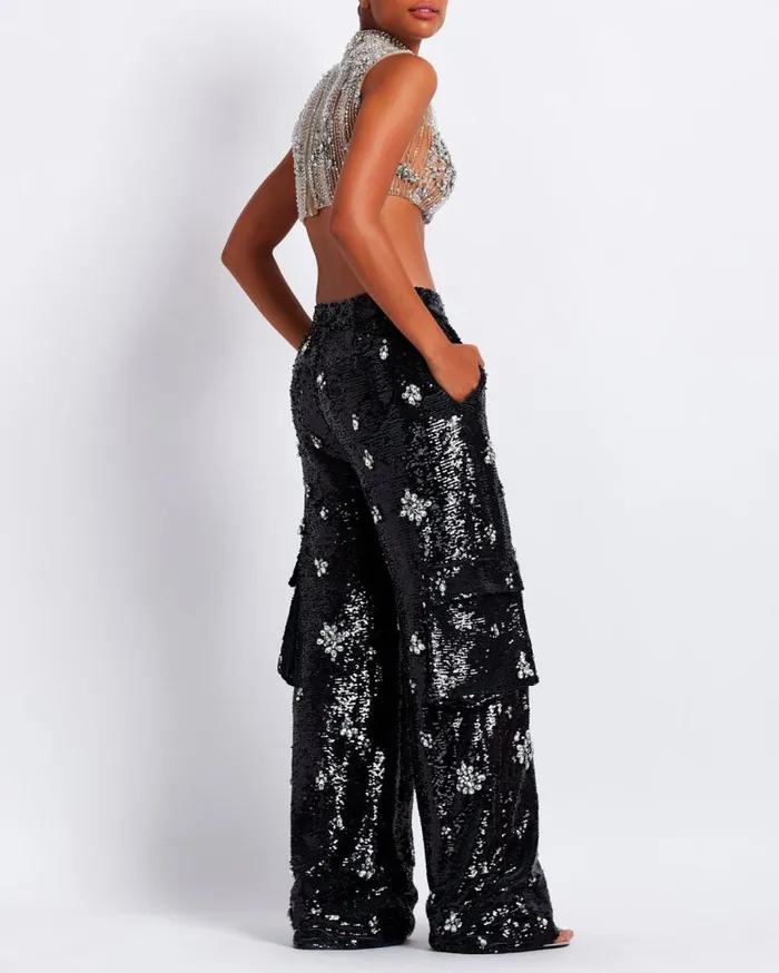 Ready To Wear HANDBEADED CROPPED TOP PatBO Tops and Bodysuits