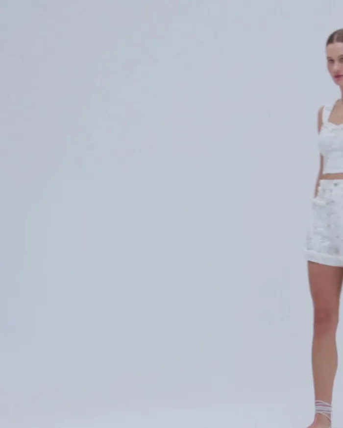 Ready To Wear HandBeaded Denim Shorts PatBO Bottoms