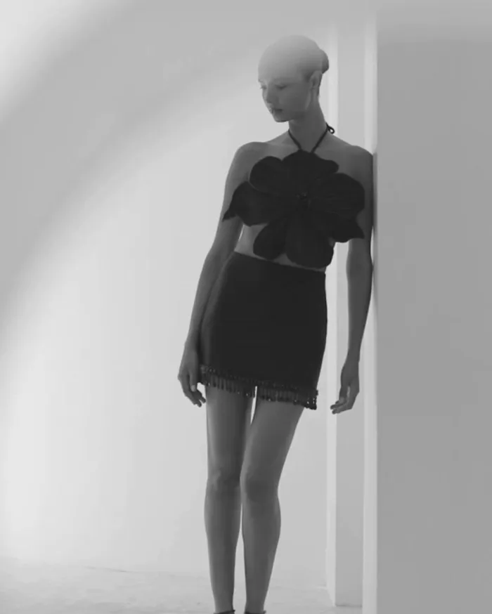 Ready To Wear HANDBEADED FLOWER TOP EXCLUSIVE PatBO Tops and Bodysuits