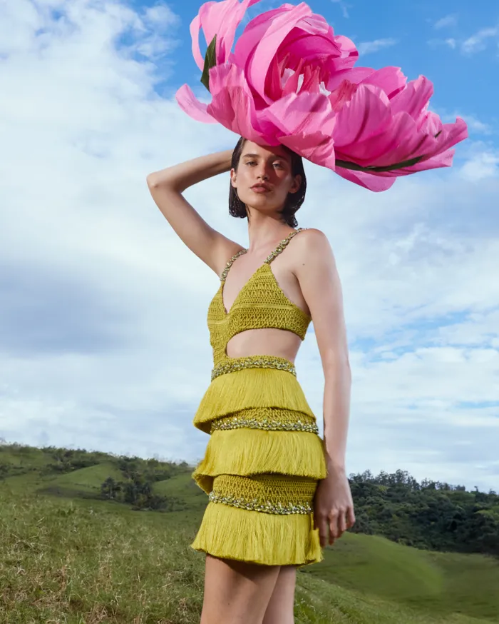 Ready To Wear HANDBEADED FRINGE MINI DRESS PatBO Dresses and Jumpsuits