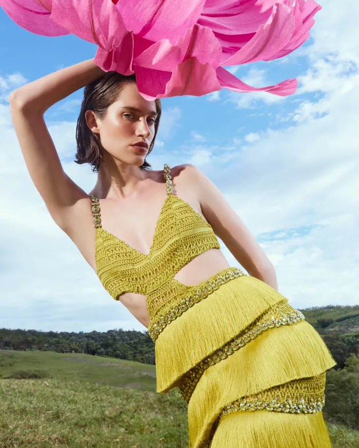Ready To Wear HANDBEADED FRINGE MINI DRESS PatBO Dresses and Jumpsuits