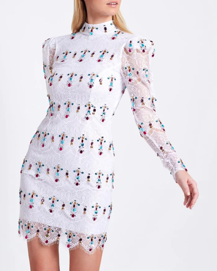 Ready To Wear HandBeaded Lace Mini Dress FINAL SALE PatBO Dresses and Jumpsuits Ready To Wear HandBeaded Lace Mini Dress FINAL SALE PatBO Dresses and Jumpsuits