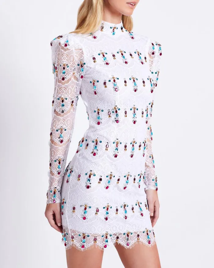 Ready To Wear HandBeaded Lace Mini Dress FINAL SALE PatBO Dresses and Jumpsuits