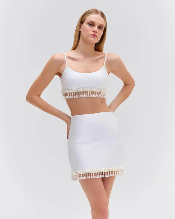 Ready To Wear HANDBEADED MINI SKIRT PatBO Bottoms