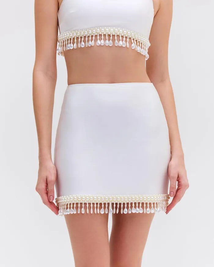 Ready To Wear HANDBEADED MINI SKIRT PatBO Bottoms