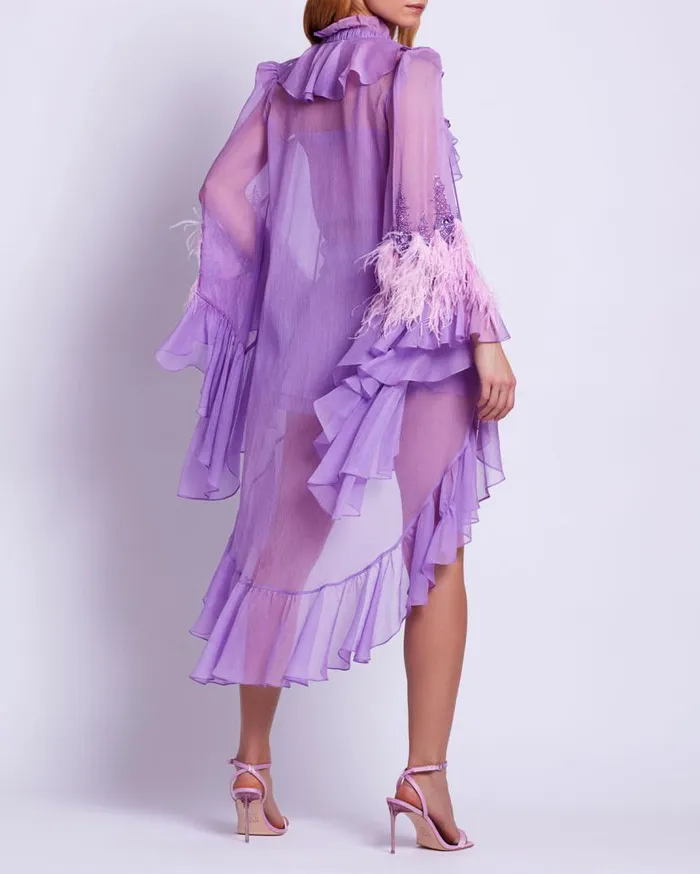 Ready To Wear HandBeaded Ruffle Blouse EXCLUSIVE PatBO Tops and Bodysuits