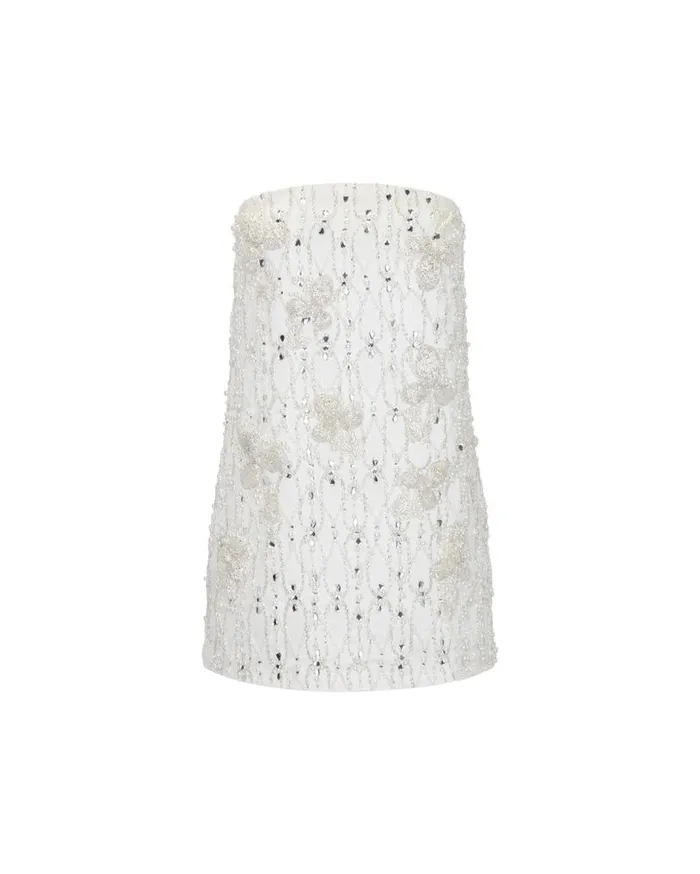 Ready To Wear HandBeaded Satin Mini Dress EXCLUSIVE PatBO Dresses and Jumpsuits