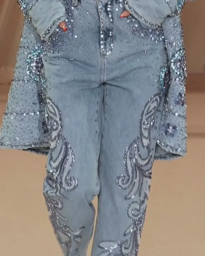 Ready To Wear HANDBEADED STRAIGHT LEG JEANS PatBO Bottoms