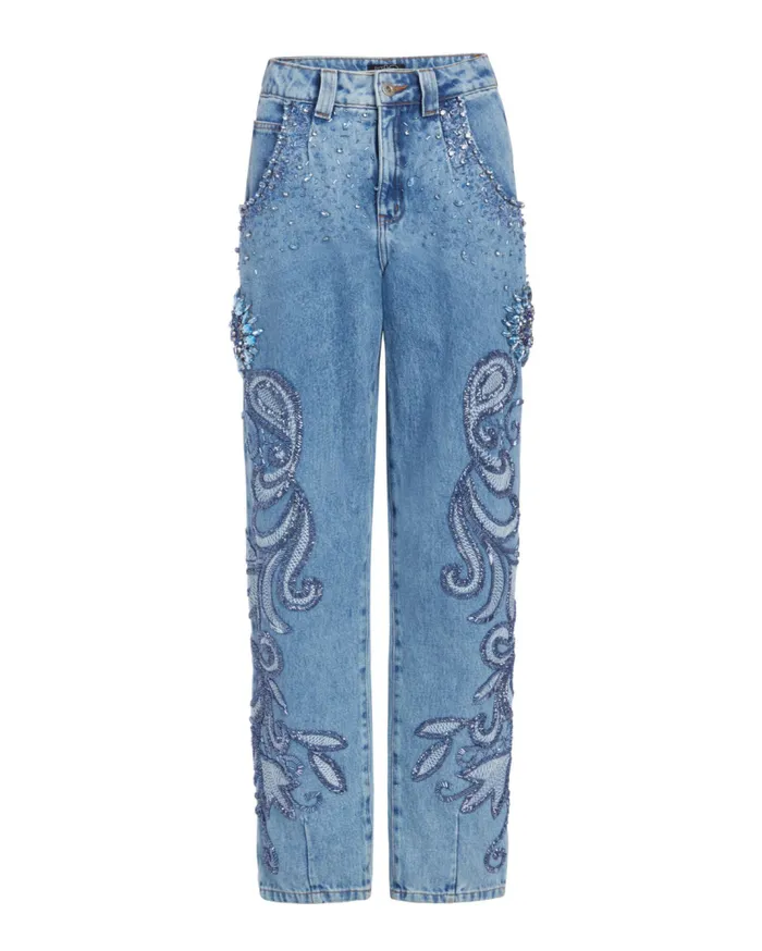 Ready To Wear HANDBEADED STRAIGHT LEG JEANS PatBO Bottoms