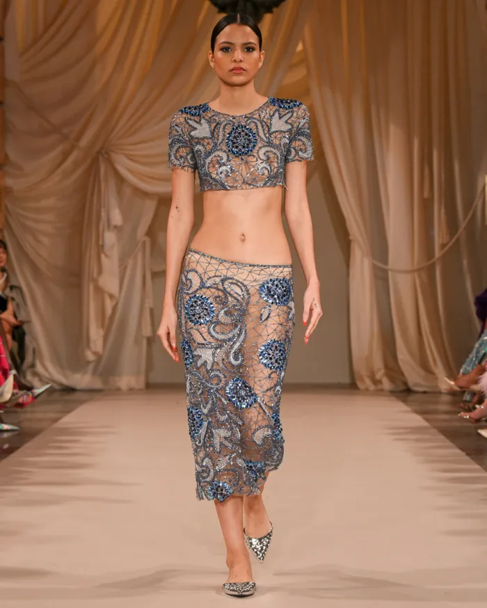 Ready To Wear HANDBEADED TULLE MIDI SKIRT FINAL SALE PatBO Bottoms