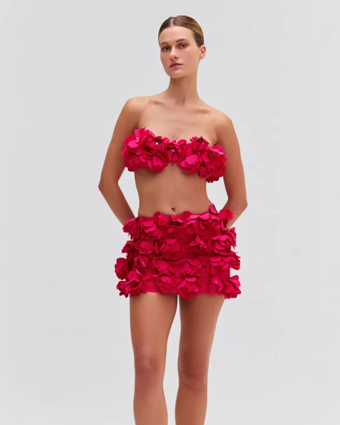 Ready To Wear HandEmbroidered 3D Flower Skirt PatBO Bottoms