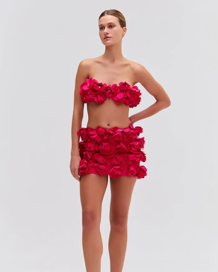 Ready To Wear HandEmbroidered 3D Flower Skirt PatBO Bottoms