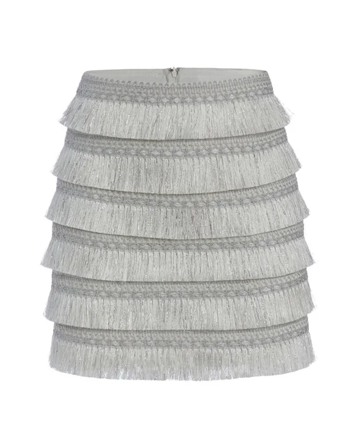Ready To Wear Metallic Fringe Mini Skirt PatBO Bottoms