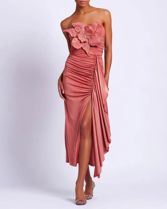 Ready To Wear Metallic Jersey Midi Skirt PatBO Bottoms