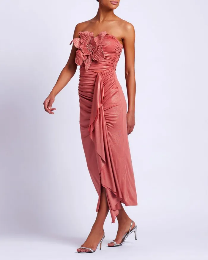 Ready To Wear Metallic Jersey Midi Skirt PatBO Bottoms