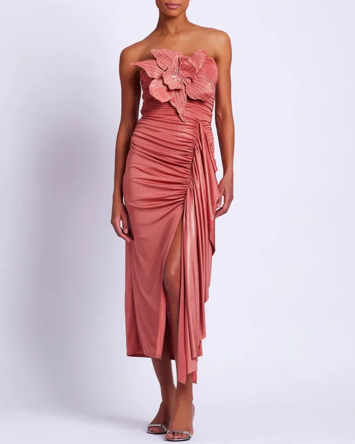Ready To Wear Metallic Jersey Midi Skirt PatBO Bottoms