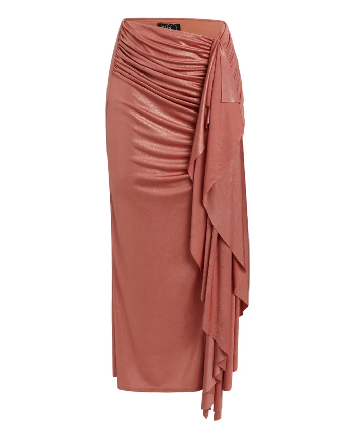 Ready To Wear Metallic Jersey Midi Skirt PatBO Bottoms