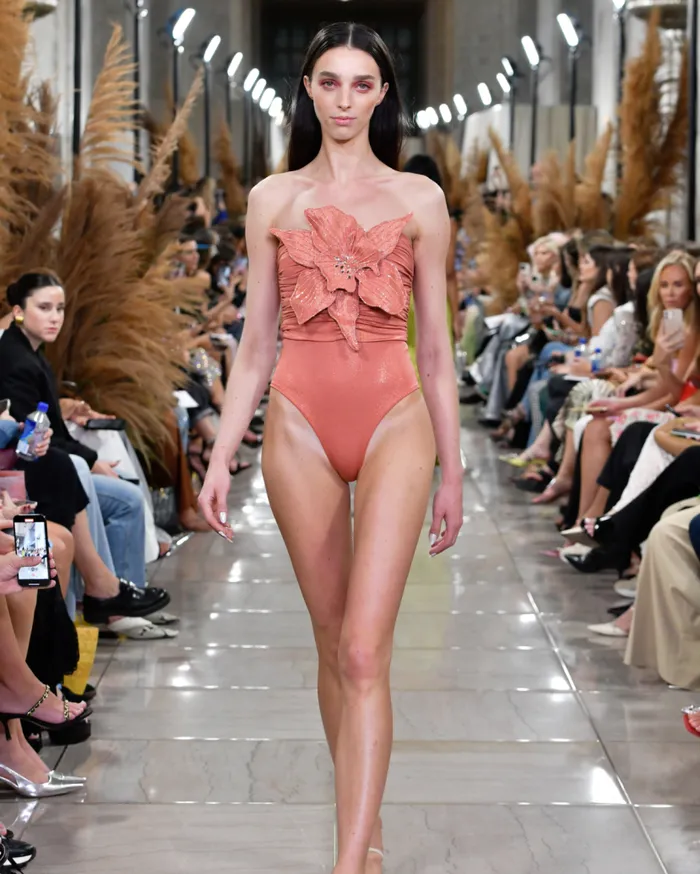 Ready To Wear Metallic Jersey Orchid Bodysuit RUNWAY PatBO Tops and Bodysuits