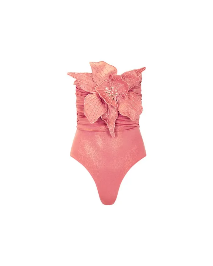 Ready To Wear Metallic Jersey Orchid Bodysuit RUNWAY PatBO Tops and Bodysuits