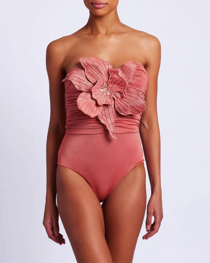 Ready To Wear Metallic Jersey Orchid Bodysuit RUNWAY PatBO Tops and Bodysuits