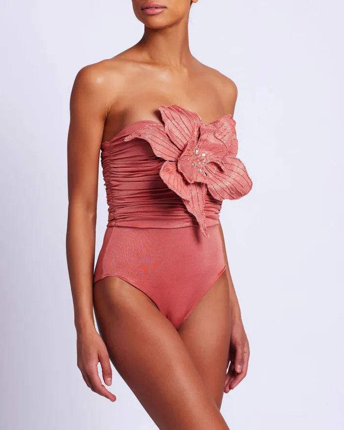 Ready To Wear Metallic Jersey Orchid Bodysuit RUNWAY PatBO Tops and Bodysuits