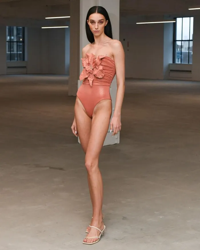 Ready To Wear Metallic Jersey Orchid Bodysuit RUNWAY PatBO Tops and Bodysuits