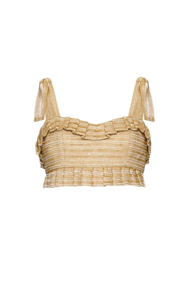 Ready To Wear Metallic Stripe Cropped Top FINAL SALE PatBO Tops and Bodysuits
