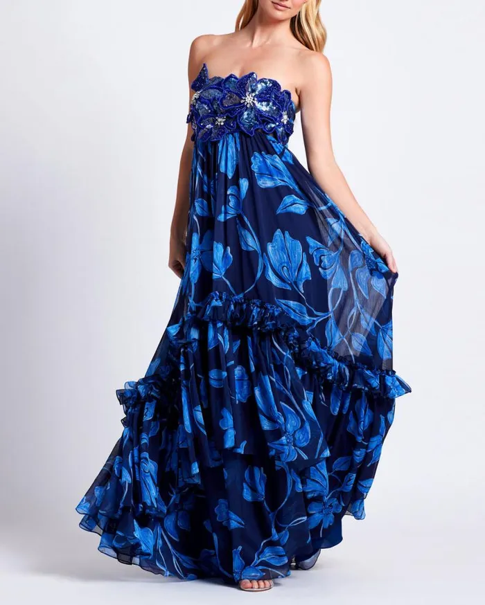 Ready To Wear Nightflower Beaded Strapless Gown FINAL SALE PatBO Dresses and Jumpsuits Ready To Wear Nightflower Beaded Strapless Gown FINAL SALE PatBO Dresses and Jumpsuits