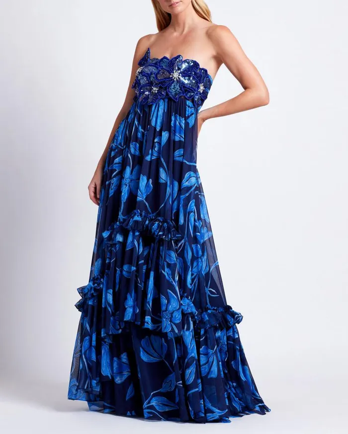 Ready To Wear Nightflower Beaded Strapless Gown FINAL SALE PatBO Dresses and Jumpsuits