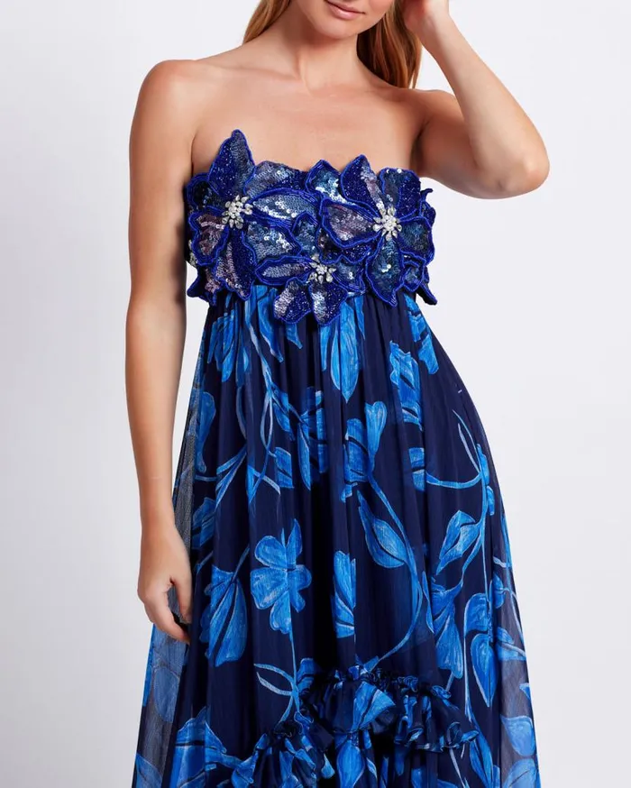 Ready To Wear Nightflower Beaded Strapless Gown FINAL SALE PatBO Dresses and Jumpsuits