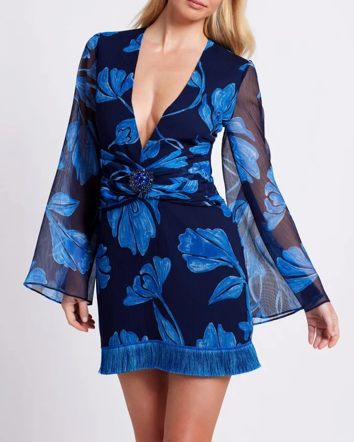 Ready To Wear Nightflower Fringe Trim Mini Dress FINAL SALE PatBO Dresses and Jumpsuits