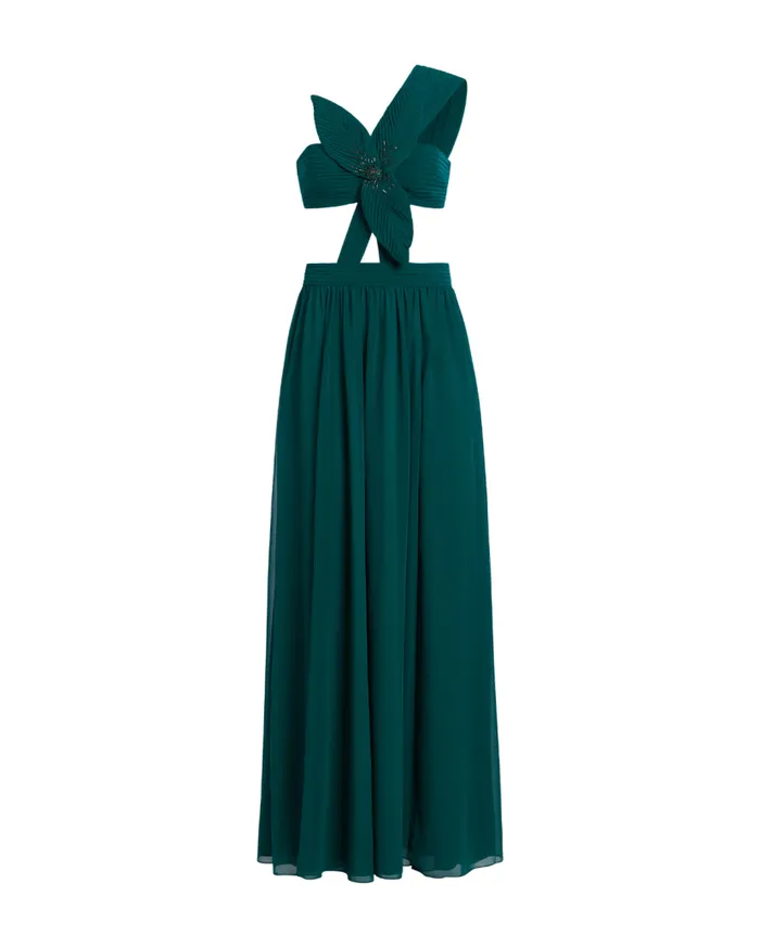 Ready To Wear One Shoulder Cutout Flower Gown PatBO Dresses and Jumpsuits