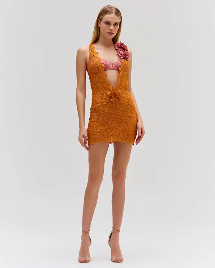 Ready To Wear PLUNGE LACE MINI DRESS EXCLUSIVE PatBO Dresses and Jumpsuits