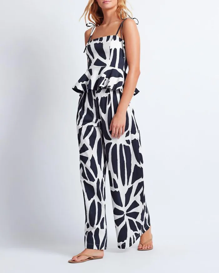 Ready To Wear Printed Cotton Peplum Top FINAL SALE PatBO Tops and Bodysuits