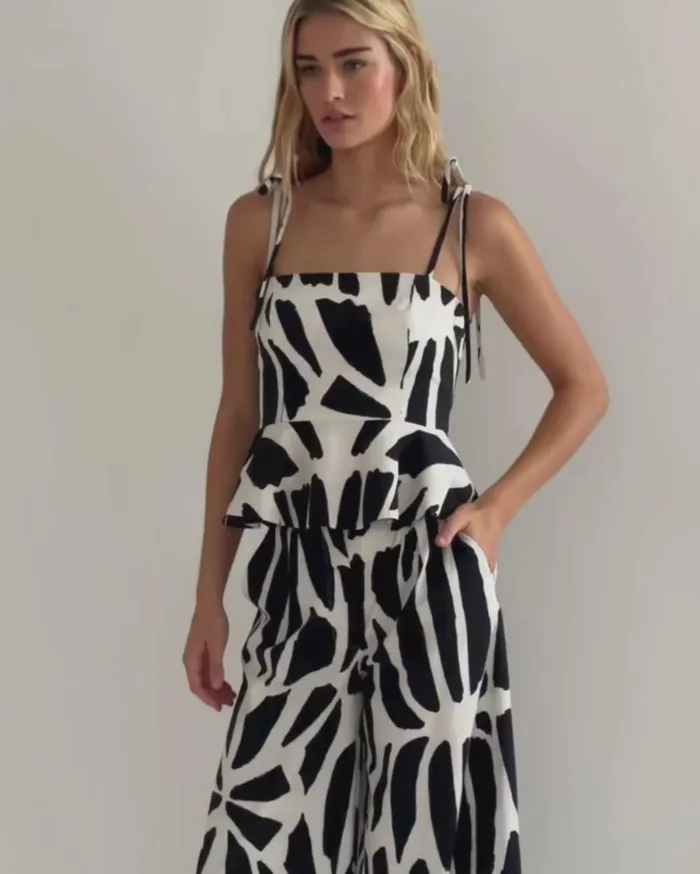 Ready To Wear Printed Cotton Peplum Top FINAL SALE PatBO Tops and Bodysuits
