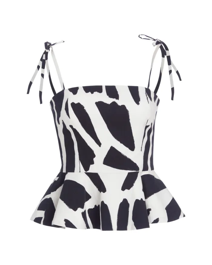 Ready To Wear Printed Cotton Peplum Top FINAL SALE PatBO Tops and Bodysuits
