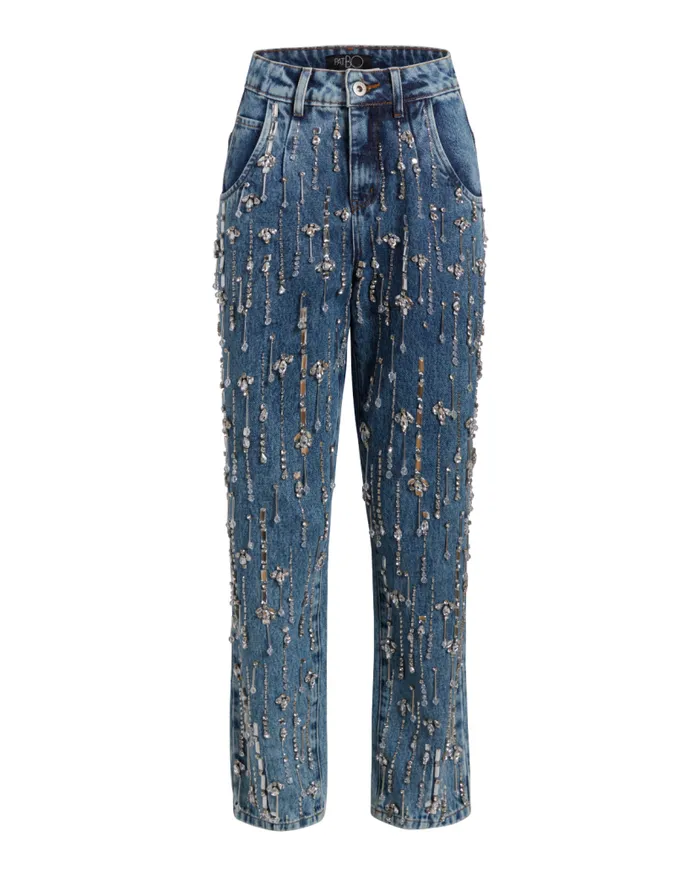 Ready To Wear Rhinestone Beaded Jeans PatBO Bottoms