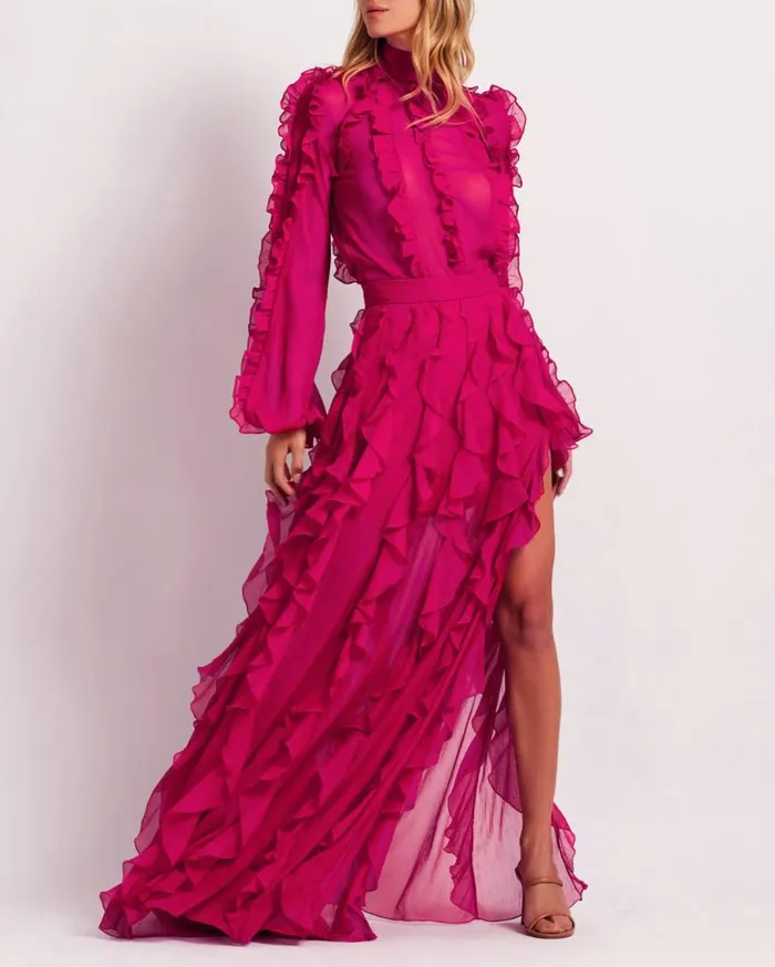 Ready To Wear RUFFLE MAXI SKIRT FINAL SALE PatBO Bottoms