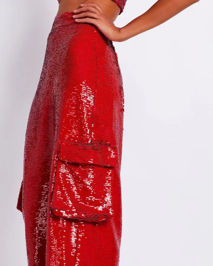 Ready To Wear Sequin Cargo Midi Skirt FINAL SALE PatBO Bottoms