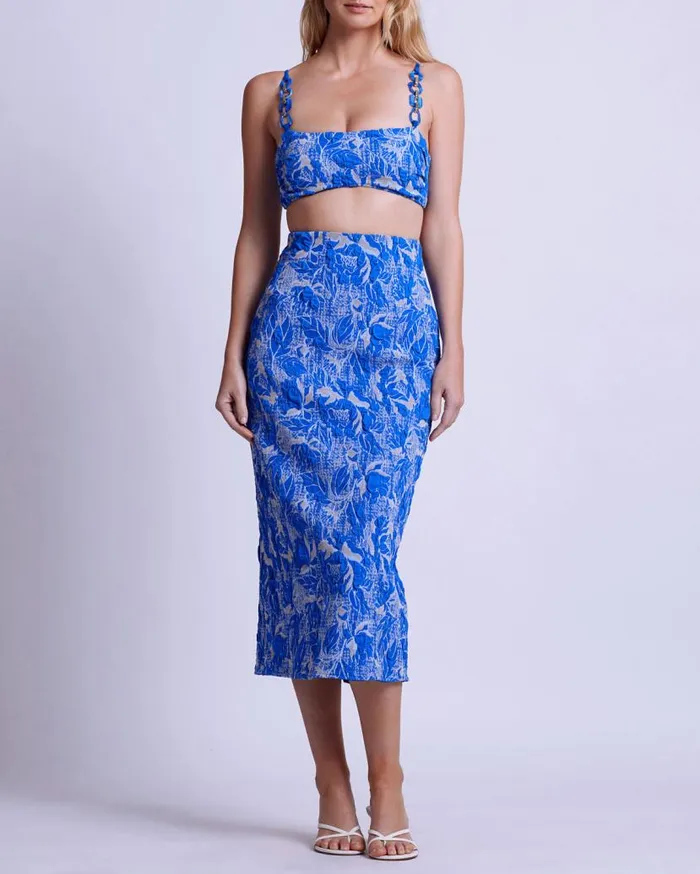 Ready To Wear Stretch Jacquard Midi Skirt PatBO Bottoms