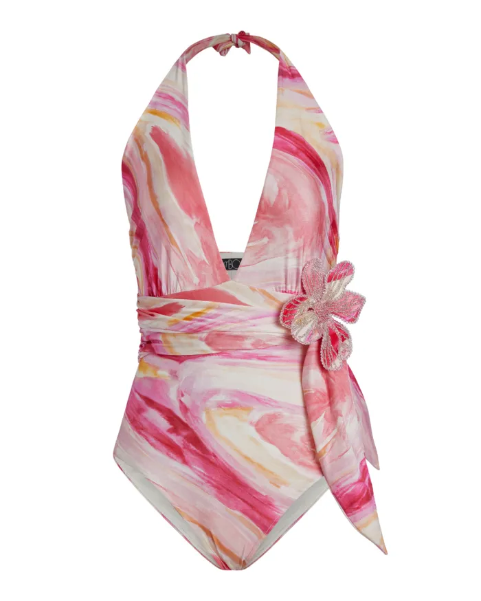 Ready To WearSwim Aura Flower Halterneck Swimsuit PatBO Matching Sets