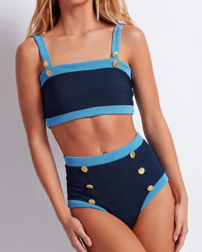 Ready To WearSwim Colorblock Knit Bikini Top FINAL SALE PatBO Matching Sets