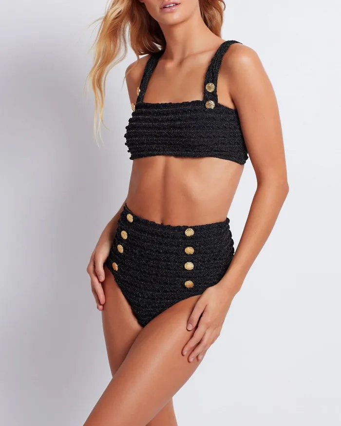 Ready To WearSwim Crinkle Lurex Bikini Bottom PatBO Matching Sets
