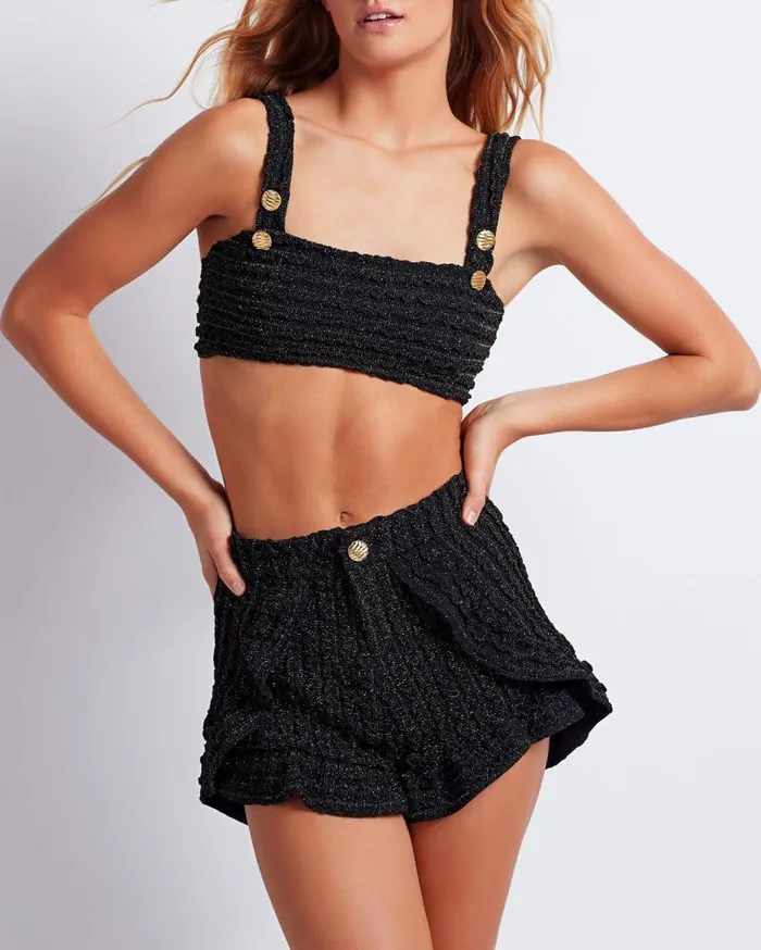 Ready To WearSwim Crinkle Lurex Shorts PatBO Bottoms