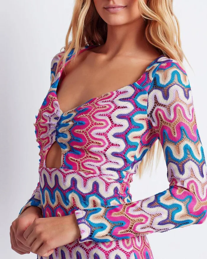 Ready To WearSwim CROCHET CUTOUT FRINGE TRIM MIDI DRESS FINAL SALE PatBO Dresses and Jumpsuits