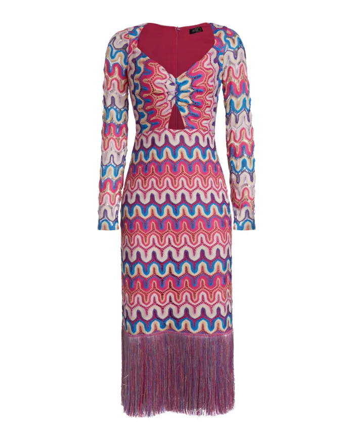 Ready To WearSwim CROCHET CUTOUT FRINGE TRIM MIDI DRESS FINAL SALE PatBO Dresses and Jumpsuits