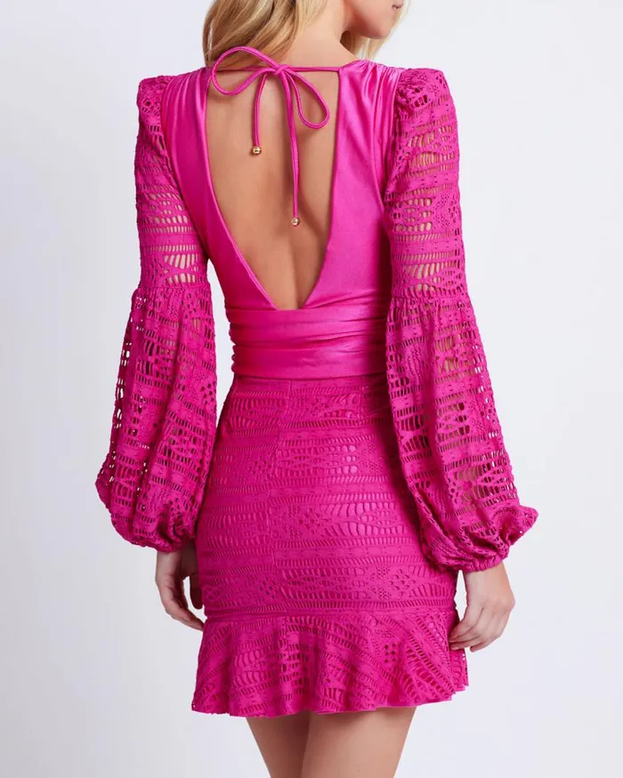 Ready To WearSwim CROCHET PLUNGE MINI DRESS EXCLUSIVE PatBO Dresses and Jumpsuits